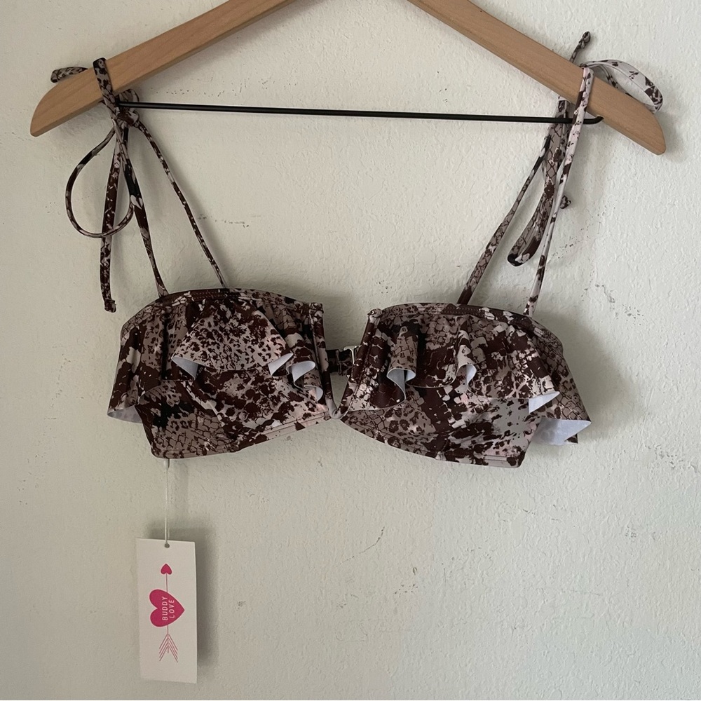 Buddy Love Naomi Wired Bikini Top Brown Slither NWT Size Small